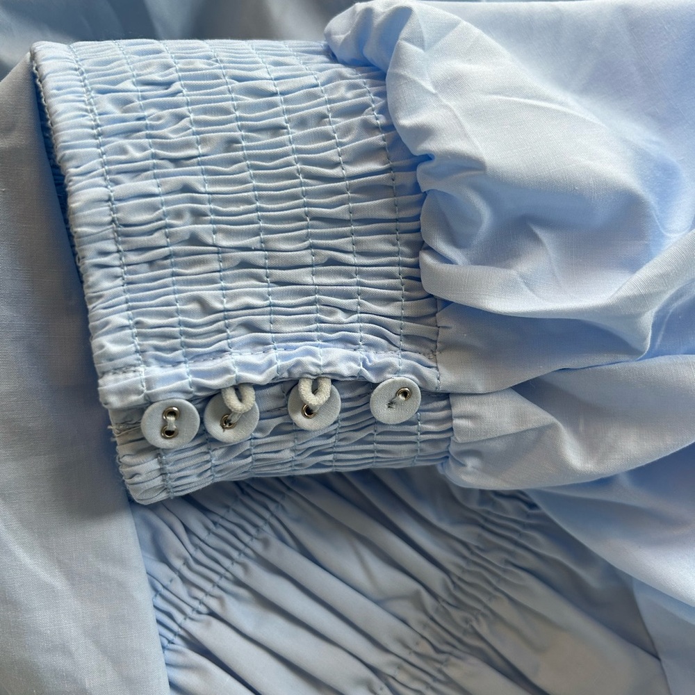 2/$60 NWT The impeccable pig light blue puff sleeve dress smock bodice small - Picture 6 of 9